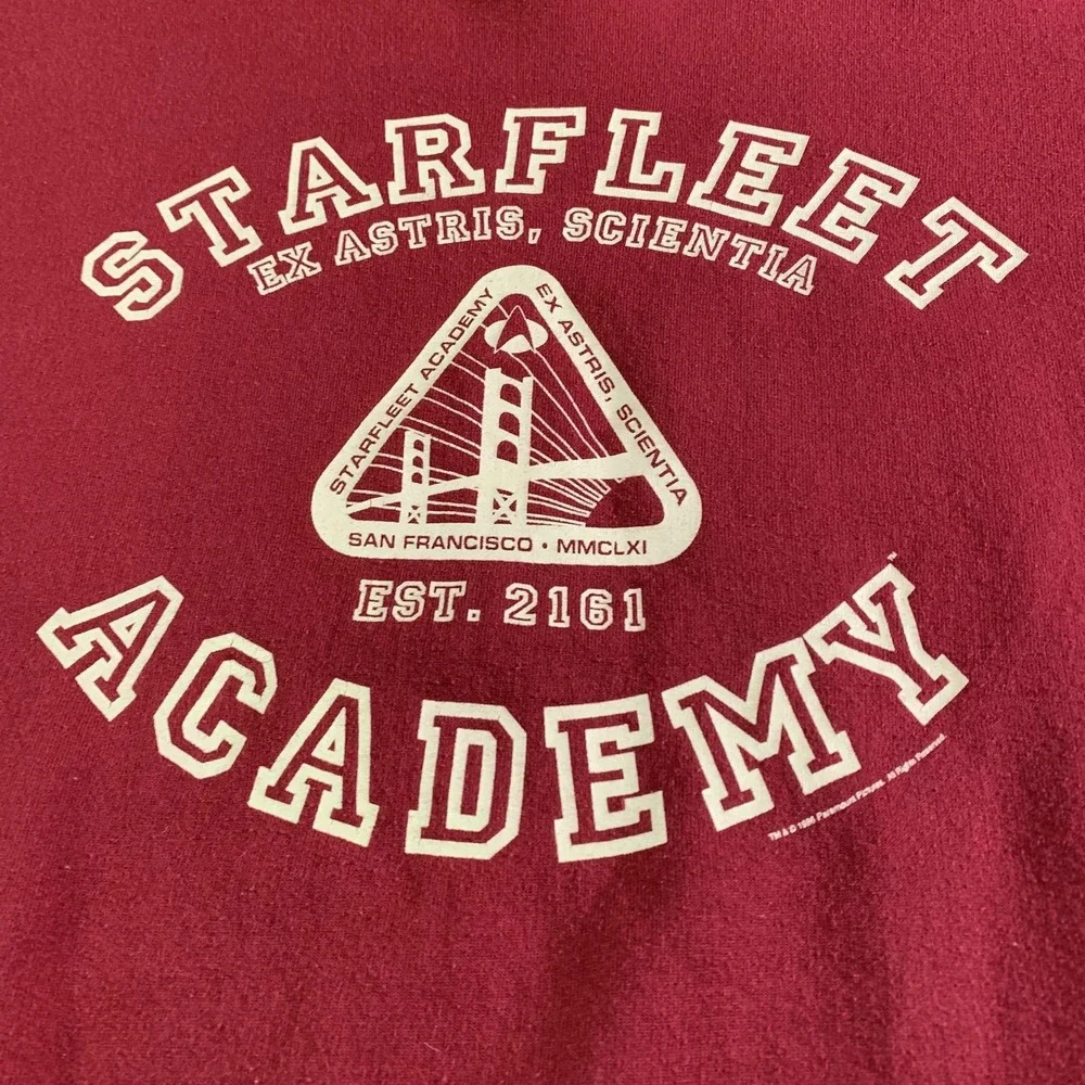 Vintage 1996 Star Trek Starfleet‎ Academy Sweatshirt Mens L Red Hanes 90s - Picture 2 of 12